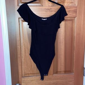 Women’s Black Off the Shoulder Bodysuit, Size Medium